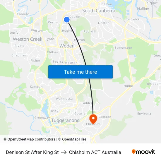 Denison St After King St to Chisholm ACT Australia map