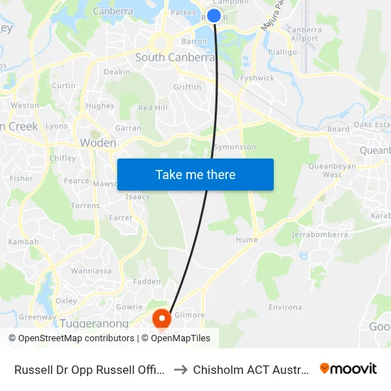 Russell Dr Opp Russell Offices to Chisholm ACT Australia map