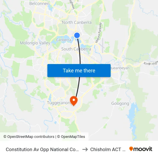 Constitution Av Opp National Convention Centre to Chisholm ACT Australia map