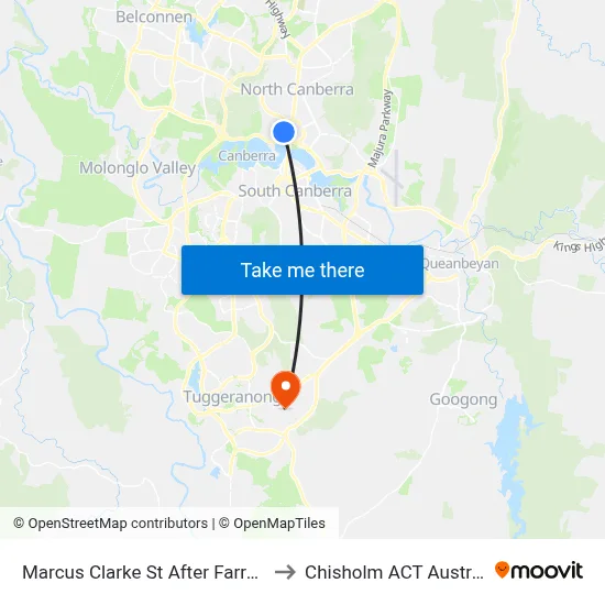 Marcus Clarke St After Farrell Pl to Chisholm ACT Australia map