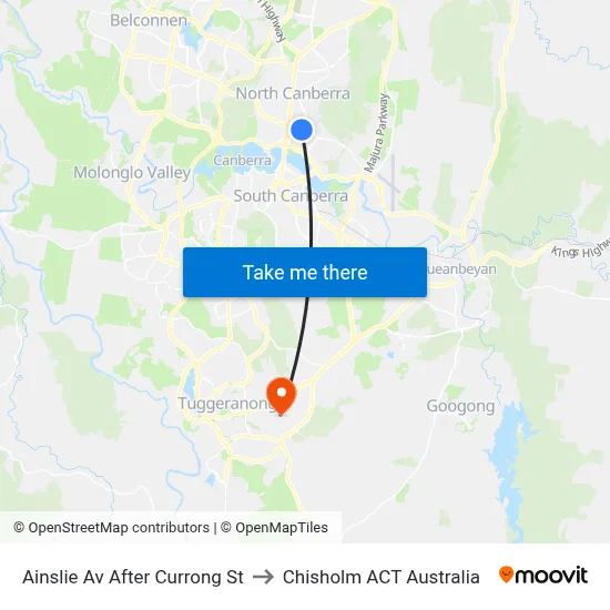 Ainslie Av After Currong St to Chisholm ACT Australia map