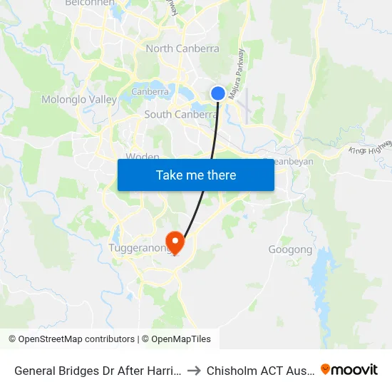 General Bridges Dr After Harrison Rd to Chisholm ACT Australia map