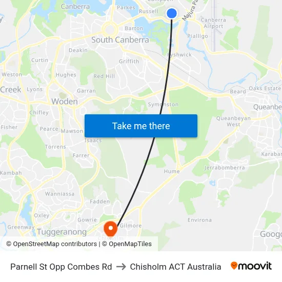 Parnell St Opp Combes Rd to Chisholm ACT Australia map