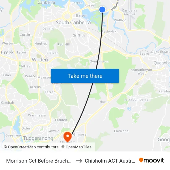 Morrison Cct Before Bruche Rd to Chisholm ACT Australia map