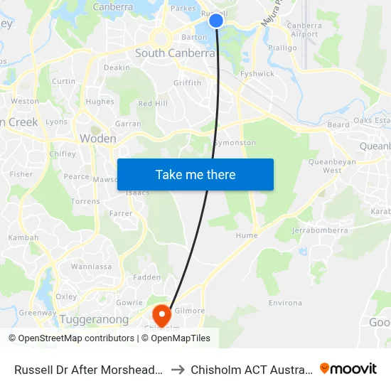 Russell Dr After Morshead Dr to Chisholm ACT Australia map