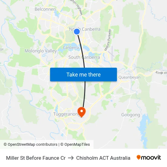 Miller St Before Faunce Cr to Chisholm ACT Australia map