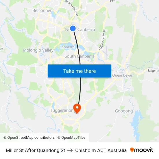 Miller St After Quandong St to Chisholm ACT Australia map