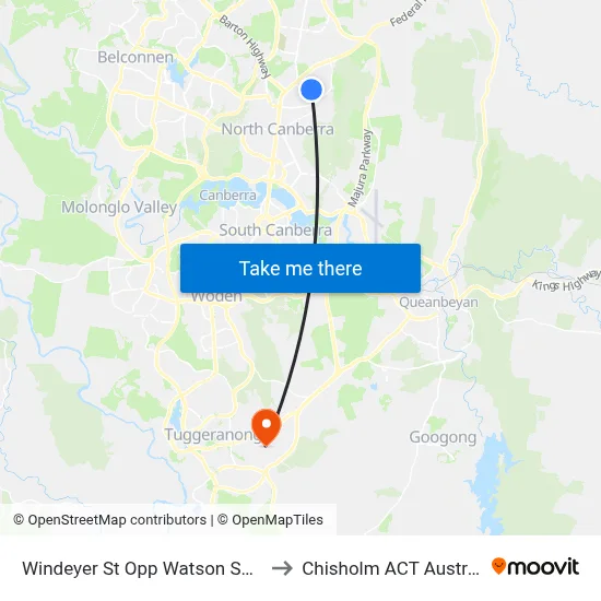 Windeyer St Opp Watson Shops to Chisholm ACT Australia map