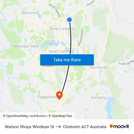 Watson Shops Windeyer St to Chisholm ACT Australia map