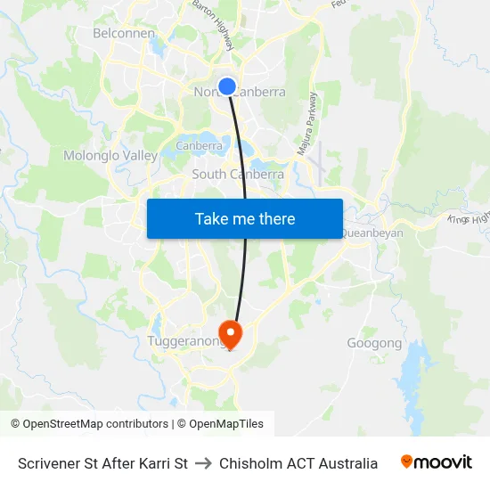 Scrivener St After Karri St to Chisholm ACT Australia map