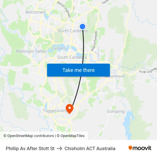 Phillip Av After Stott St to Chisholm ACT Australia map