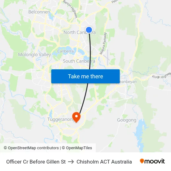 Officer Cr Before Gillen St to Chisholm ACT Australia map