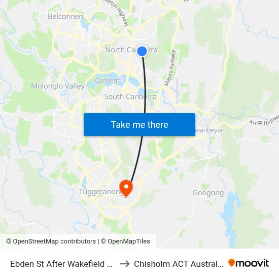 Ebden St After Wakefield Av to Chisholm ACT Australia map