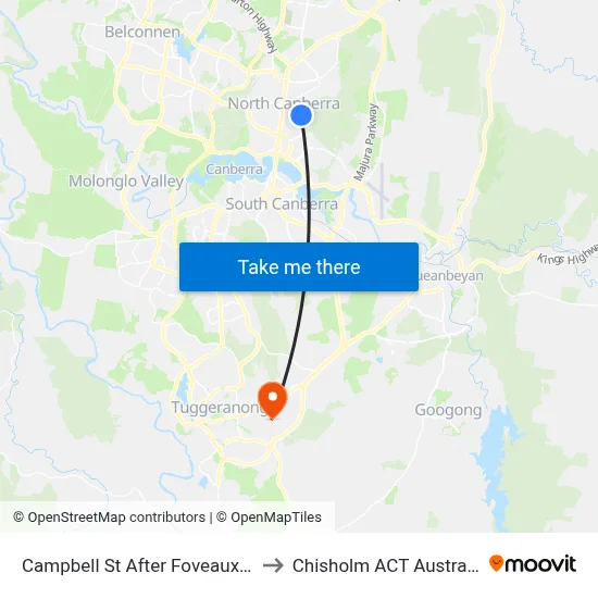 Campbell St After Foveaux St to Chisholm ACT Australia map