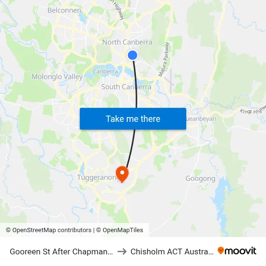 Gooreen St After Chapman St to Chisholm ACT Australia map