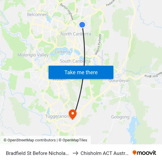 Bradfield St Before Nicholas St to Chisholm ACT Australia map