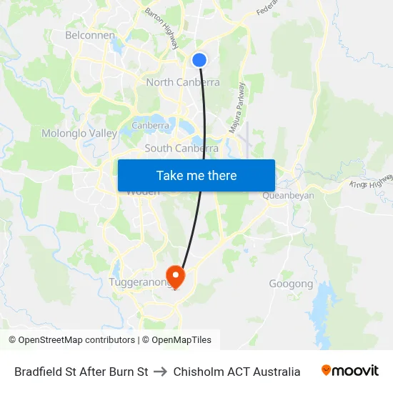 Bradfield St After Burn St to Chisholm ACT Australia map