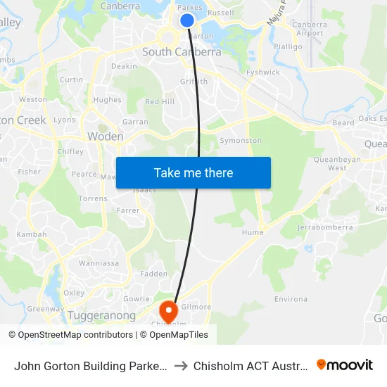 John Gorton Building Parkes Pl to Chisholm ACT Australia map