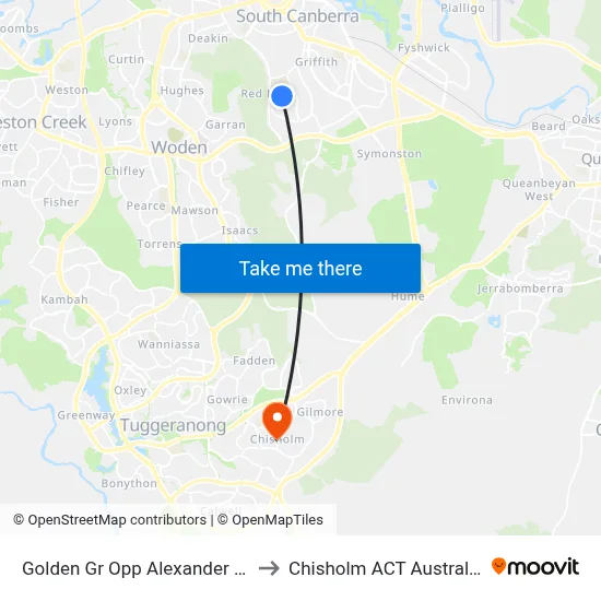 Golden Gr Opp Alexander St to Chisholm ACT Australia map