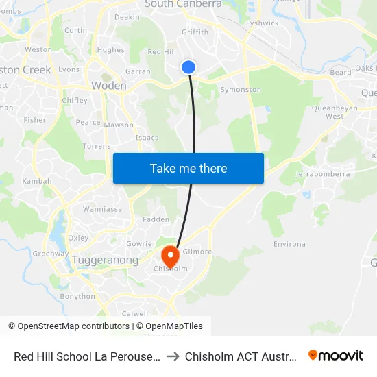 Red Hill School La Perouse St to Chisholm ACT Australia map