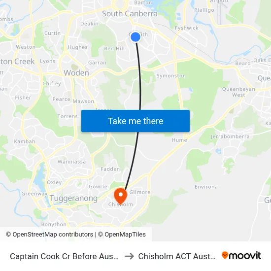 Captain Cook Cr Before Austin St to Chisholm ACT Australia map