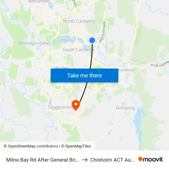 Milne Bay Rd After General Bridges Rd to Chisholm ACT Australia map