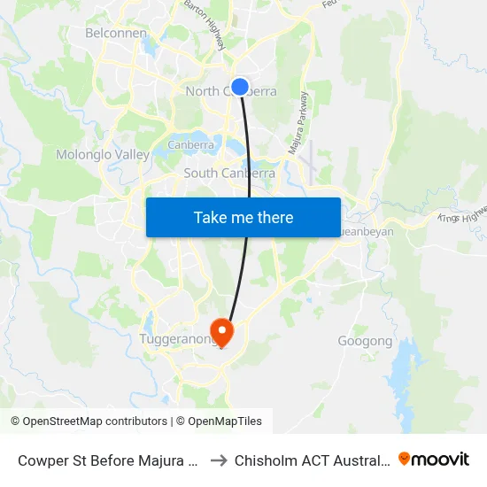 Cowper St Before Majura Av to Chisholm ACT Australia map