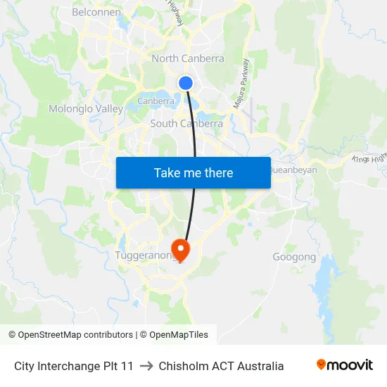 City Interchange Plt 11 to Chisholm ACT Australia map