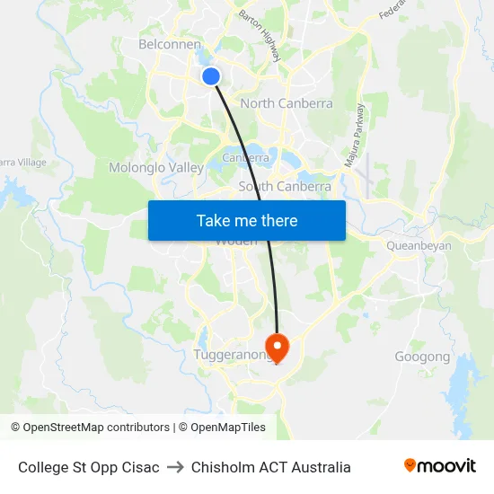 College St Opp Cisac to Chisholm ACT Australia map