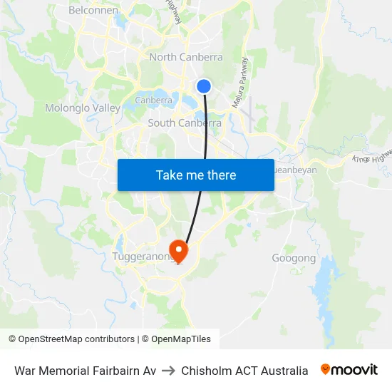 War Memorial Fairbairn Av to Chisholm ACT Australia map
