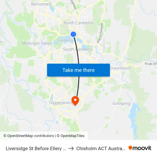 Liversidge St Before Ellery Cr to Chisholm ACT Australia map