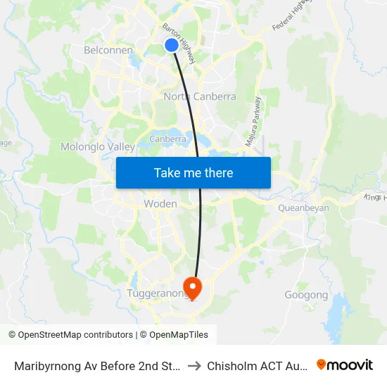 Maribyrnong Av Before 2nd Staaten Cr to Chisholm ACT Australia map