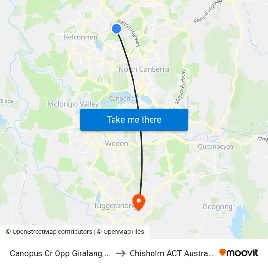 Canopus Cr Opp Giralang Ps to Chisholm ACT Australia map