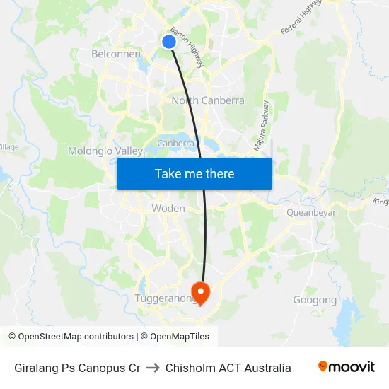 Giralang Ps Canopus Cr to Chisholm ACT Australia map