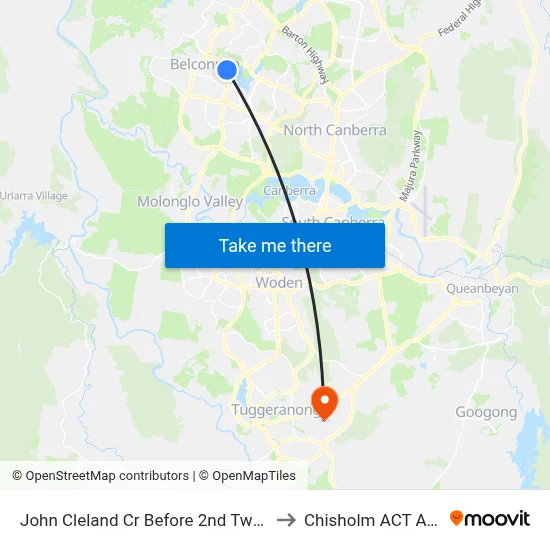 John Cleland Cr Before 2nd Twelvetrees Cr to Chisholm ACT Australia map