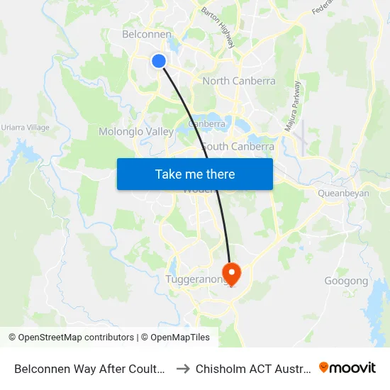 Belconnen Way After Coulter Dr to Chisholm ACT Australia map
