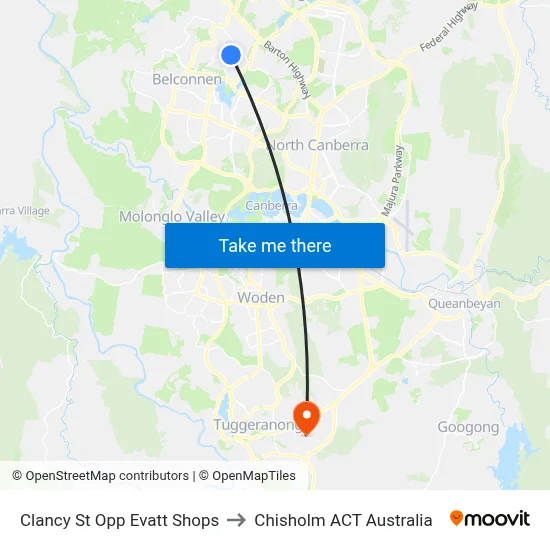Clancy St Opp Evatt Shops to Chisholm ACT Australia map