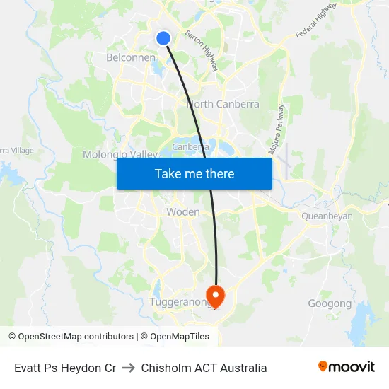 Evatt Ps Heydon Cr to Chisholm ACT Australia map