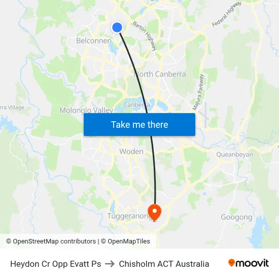 Heydon Cr Opp Evatt Ps to Chisholm ACT Australia map