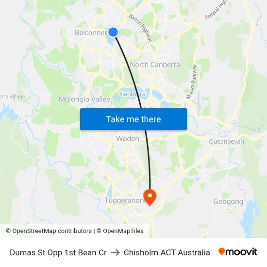 Dumas St Opp 1st Bean Cr to Chisholm ACT Australia map