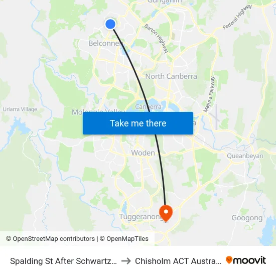 Spalding St After Schwartz Pl to Chisholm ACT Australia map