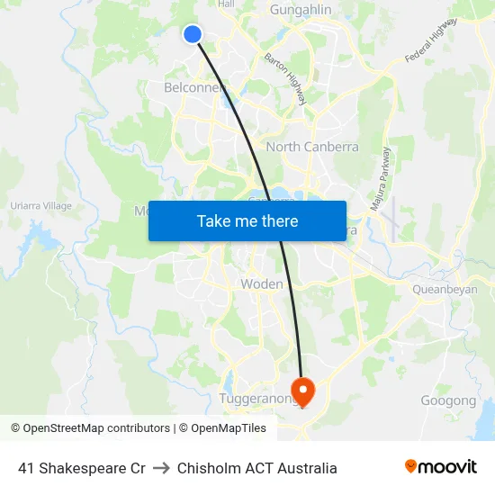 41 Shakespeare Cr to Chisholm ACT Australia map