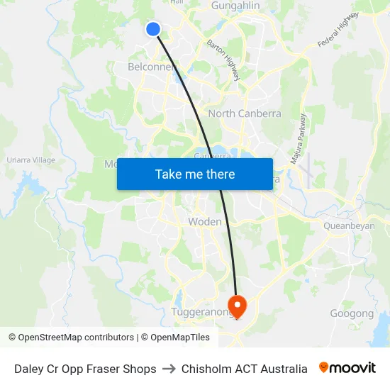 Daley Cr Opp Fraser Shops to Chisholm ACT Australia map