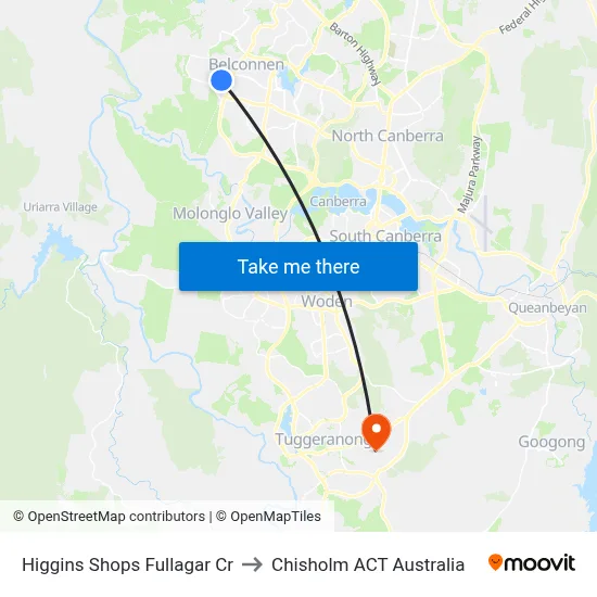 Higgins Shops Fullagar Cr to Chisholm ACT Australia map