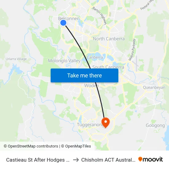 Castieau St After Hodges St to Chisholm ACT Australia map