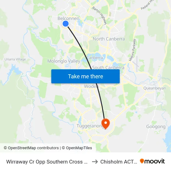 Wirraway Cr Opp Southern Cross Early Childhood Sch to Chisholm ACT Australia map