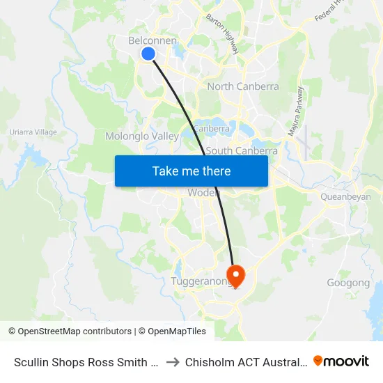 Scullin Shops Ross Smith Cr to Chisholm ACT Australia map
