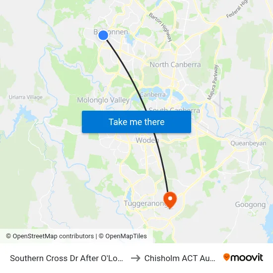 Southern Cross Dr After O'Loghlen St to Chisholm ACT Australia map