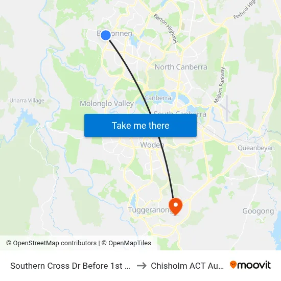 Southern Cross Dr Before 1st Starke St to Chisholm ACT Australia map