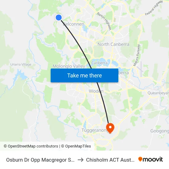 Osburn Dr Opp Macgregor Shops to Chisholm ACT Australia map